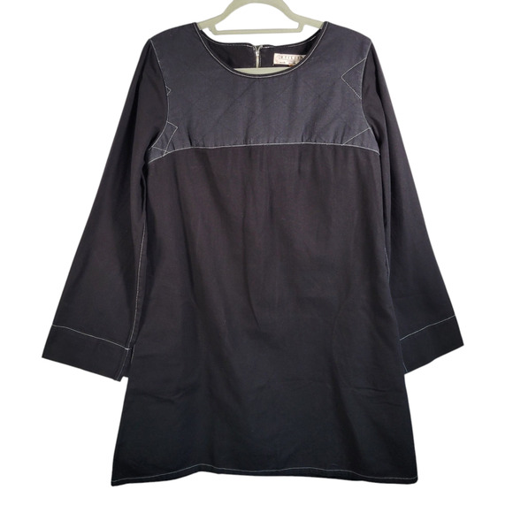 Utility Canvas Black Cotton Tunic Dress S Quilted Workwear USA Pockets Zip - Picture 2 of 11